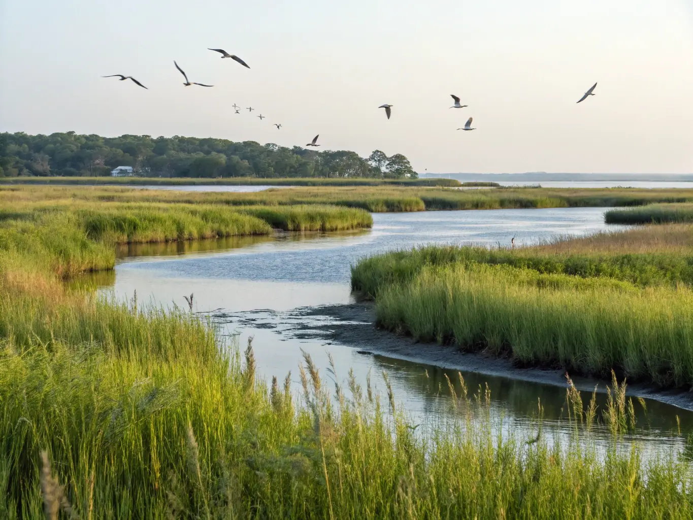 A serene image of a protected wetland in Provence, teeming with diverse birdlife, symbolizing the association's commitment to environmental stewardship.