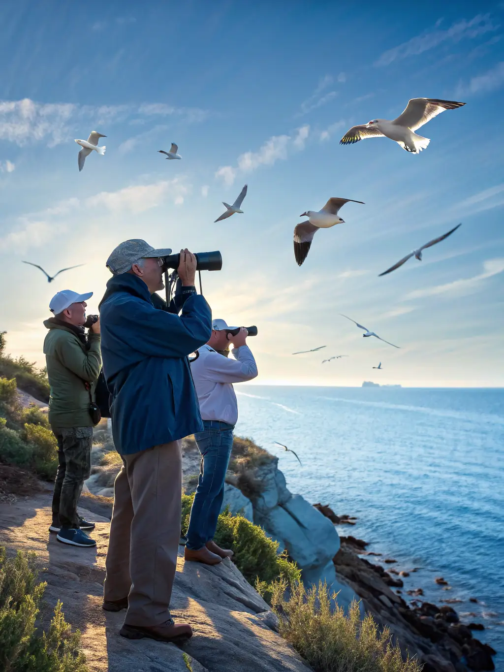 An image of a guided birdwatching tour in the Alpilles, led by an expert ornithologist, showcasing the diverse birdlife of the region.